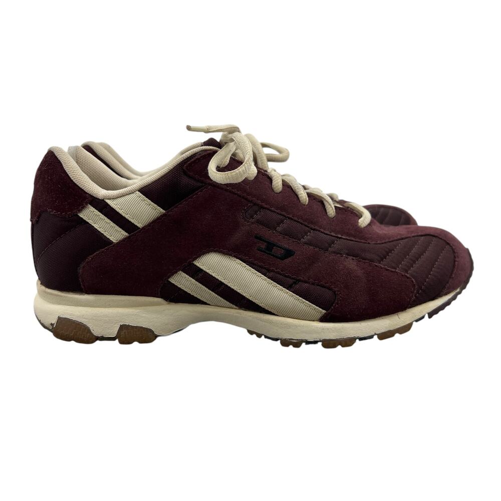 Diesel Womens 9 Shoes Burgundy Leather Krypton Retro Driving Lace Up Sneakers